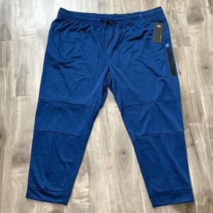 NWT‎ Layer 8 Men's Athletic Tech Jogger Pants Blue DRY-QUICK Zipper Pocket 4XL